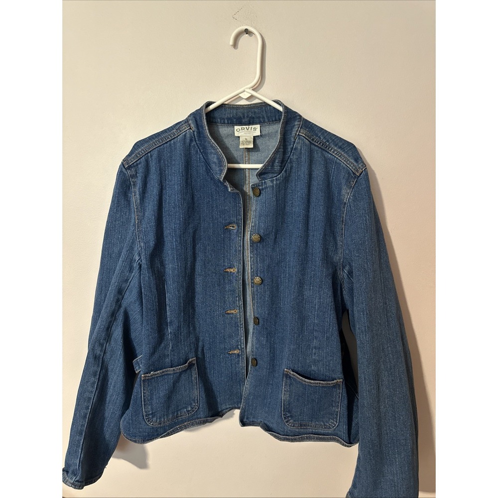 Vintage 90's Orvis Denim Casual Jean Jacket Stretch Cotton Blue Women's XL